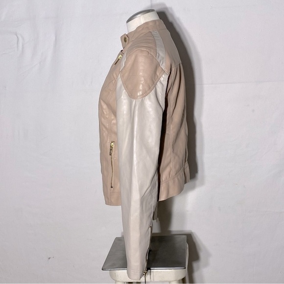 Buffalo Ivory Blush Beige Faux Leather Moto Style Jacket M - Picture 3 of 14